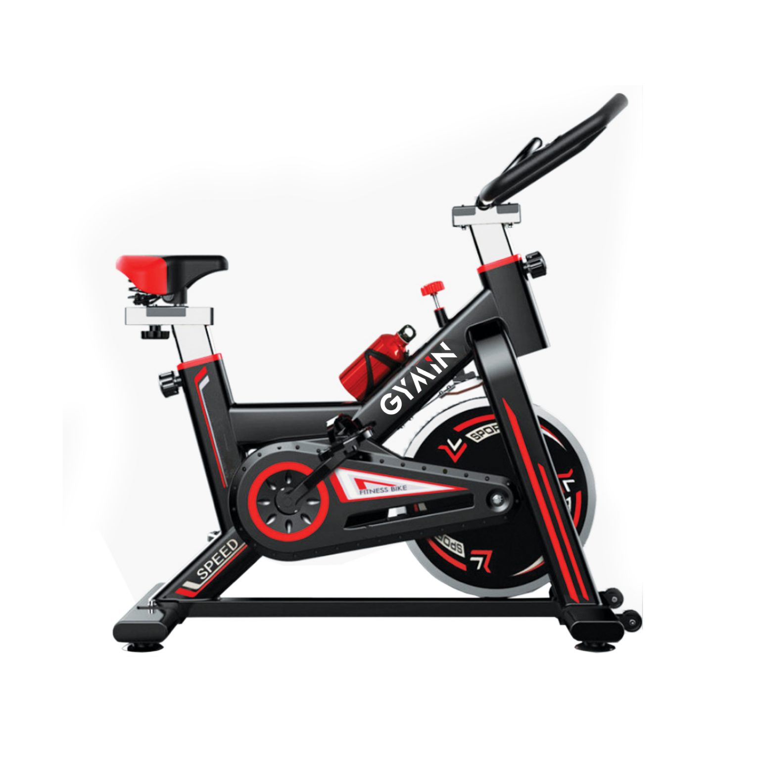 black and red spin bike